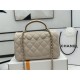 MINI FLAP BAG WITH TOP HANDLE AS2431 Lambskin & Gold-Tone Metal Beige & Camel A