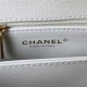 SMALL FLAP BAG WITH TOP HANDLE A92990 Grained Calfskin & Gold Metal White A