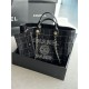 LARGE SHOPPING BAG Cotton, Calfskin & Silver-Tone Metal A66941 Black High