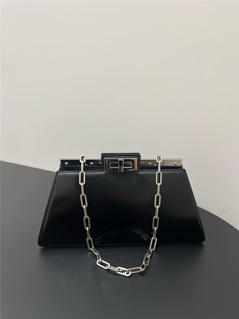 Peekaboo Cut Medium leather bag Black High