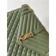 ENVELOPE LARGE BAG IN MIX MATELASSÉ GRAIN DE POUDRE EMBOSSED LEATHER Green High