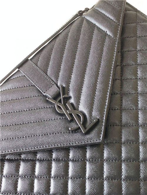 ENVELOPE LARGE BAG IN MIX MATELASSÉ GRAIN DE POUDRE EMBOSSED LEATHER Black-Black High