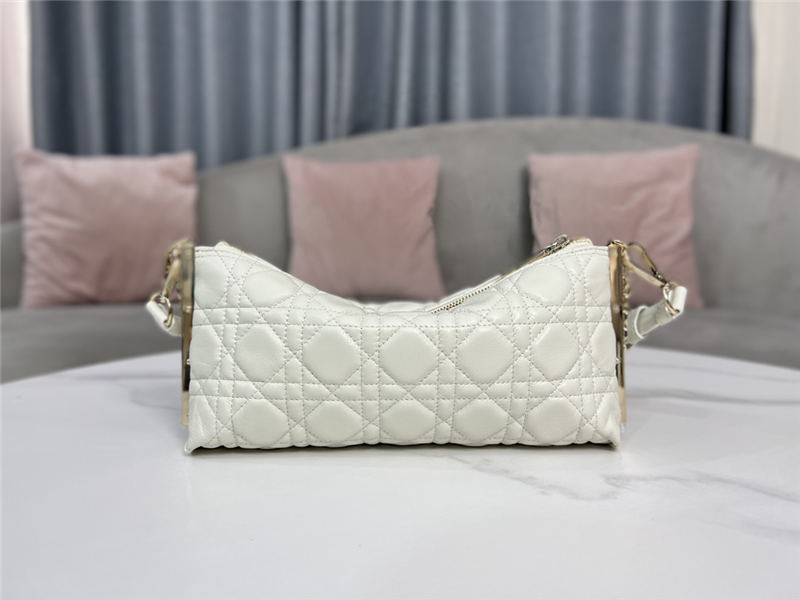 DIOR CLUB BAG Cannage Lambskin White High