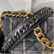 Large Chanel 19 Flap Bag Tweed Gold-Tone Black/Beige High