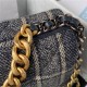 Large Chanel 19 Flap Bag Tweed Gold-Tone Black/Beige High