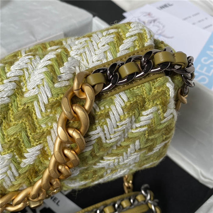 Chanel 19 Flap Bag Tweed Gold-Tone Green High