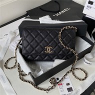 Chanel WALLET ON CHAIN AP3180 Grained Calfskin & Gold-Tone Metal Black A