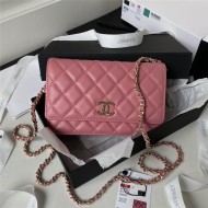 Chanel WALLET ON CHAIN AP3180 Grained Calfskin & Gold-Tone Metal Pink A