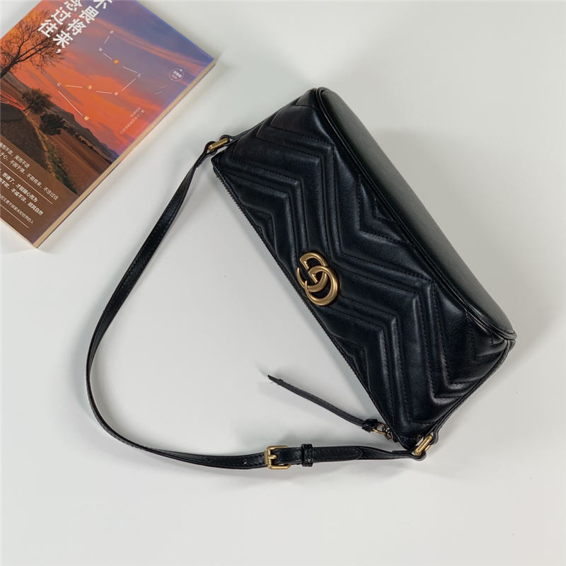 GG Marmont shoulder bag Leather 739166 Balck High