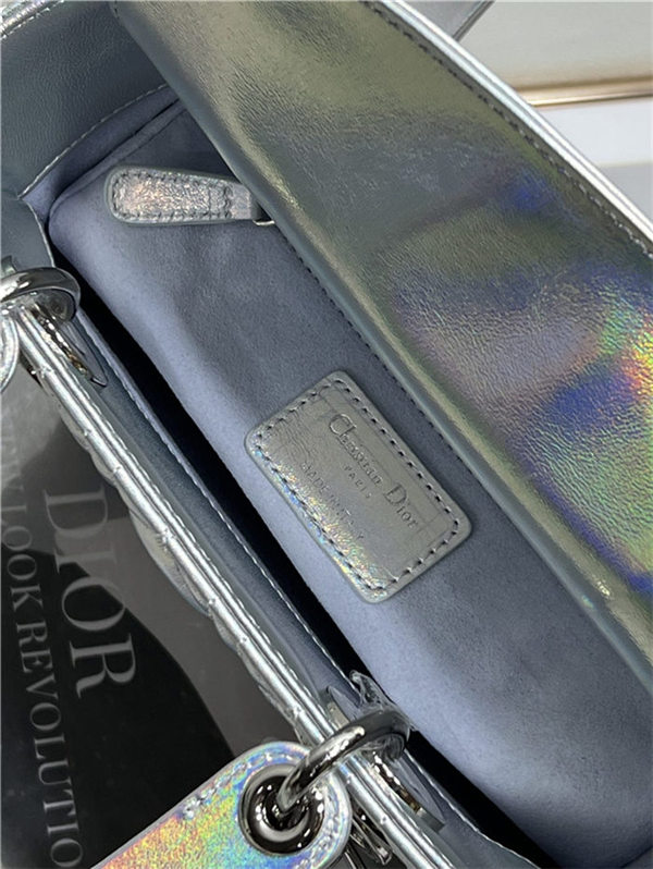 SMALL LADY Dior MY ABCDior BAG Cannage Lambskin Iridescent Metallic Silver-Tone High