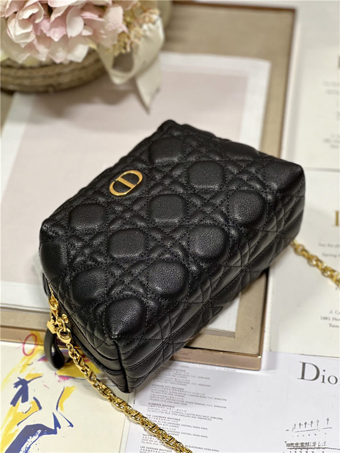 DIOR CARO D-COSY MINI BAG Supple Cannage Calfskin Black High