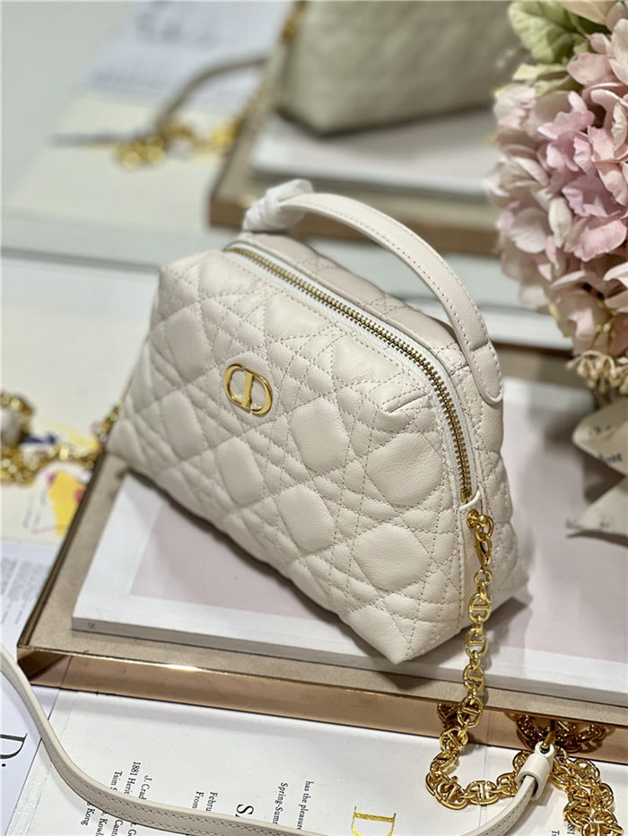 DIOR CARO D-COSY MINI BAG Supple Cannage Calfskin White High