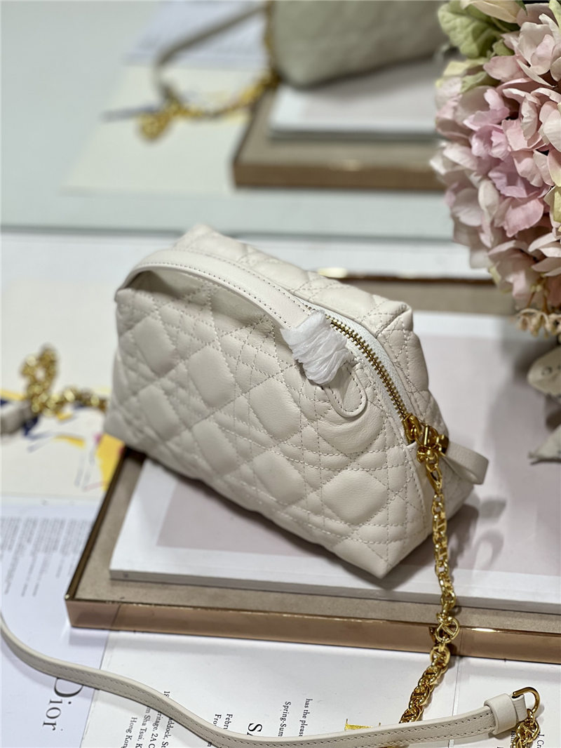 DIOR CARO D-COSY MINI BAG Supple Cannage Calfskin White High