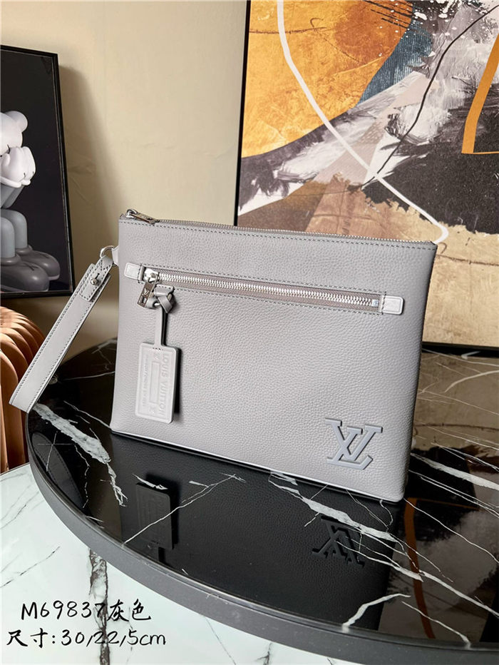 Louis Vuitton Takeoff Pouch grained calf leather M69837 Grey High