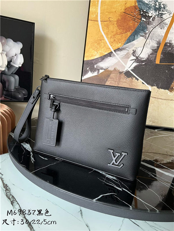 Louis Vuitton Takeoff Pouch grained calf leather M69837 Black High