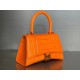 WOMEN'S HOURGLASS SMALL TOP HANDLE BAG Crocodile Orange High