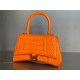 WOMEN'S HOURGLASS SMALL TOP HANDLE BAG Crocodile Orange High