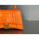 WOMEN'S HOURGLASS SMALL TOP HANDLE BAG Crocodile Orange High