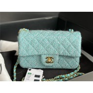 Chanel Mini Classic Flap Bag Tweed Green High