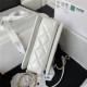 Chanel MINI FLAP BAG WITH TOP HANDLE AS3886 Shiny Calfskin & Gold-Tone Metal White A