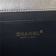 Chanel SMALL FLAP BAG WITH TOP HANDLE AS3908 Metallic Lambskin & Gold-Tone Metal Silver A