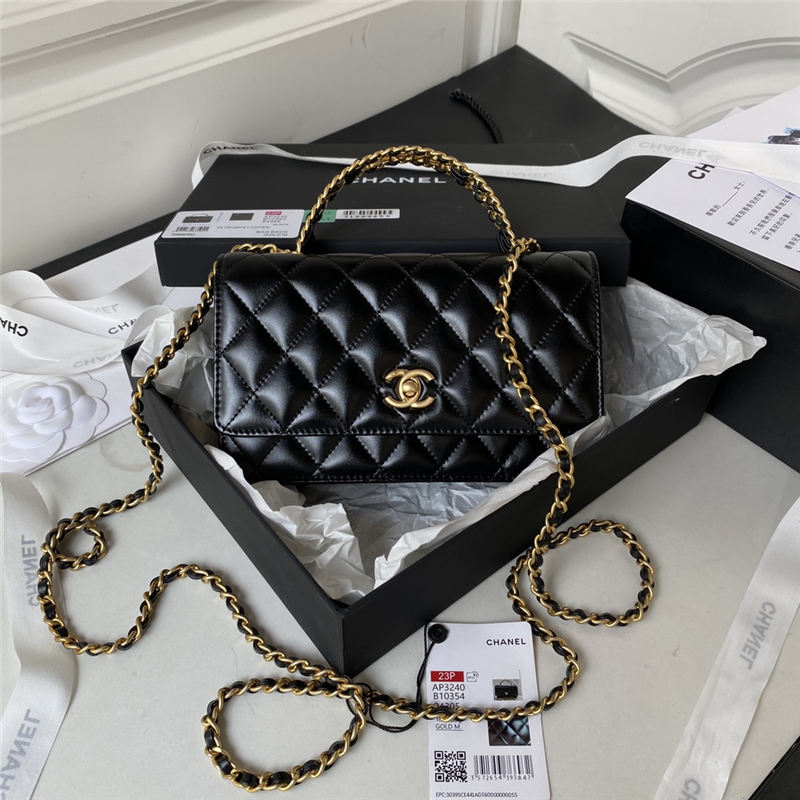 Chanel CLUTCH WITH CHAIN AP3240 Calfskin & Gold-Tone Metal Black A