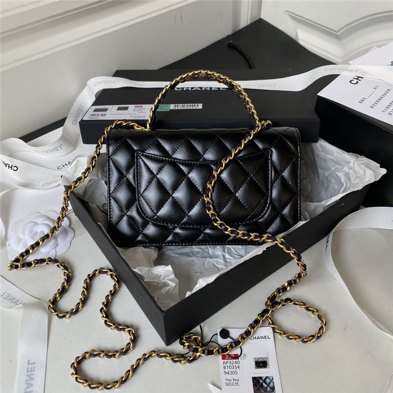 Chanel CLUTCH WITH CHAIN AP3240 Calfskin & Gold-Tone Metal Black A