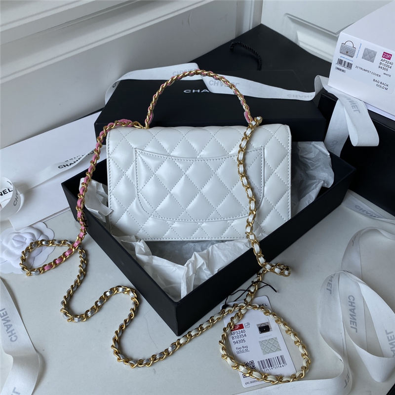 Chanel CLUTCH WITH CHAIN AP3240 Calfskin & Gold-Tone Metal White A