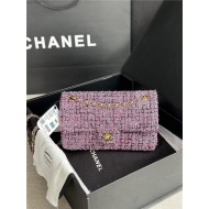 Chanel Medium Classic Flap Bag Tweed Lt-Purple High