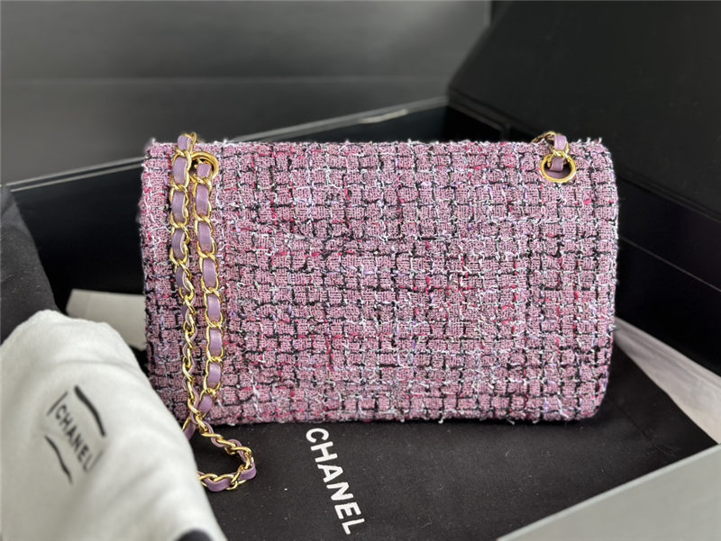 Chanel Medium Classic Flap Bag Tweed Lt-Purple High