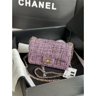 Chanel Mini Classic Flap Bag Tweed Lt-Purple High