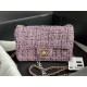 Chanel Mini Classic Flap Bag Tweed Lt-Purple High