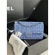 Chanel Medium Classic Flap Bag Tweed Blue High