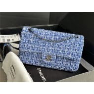 Chanel Medium Classic Flap Bag Tweed Blue High