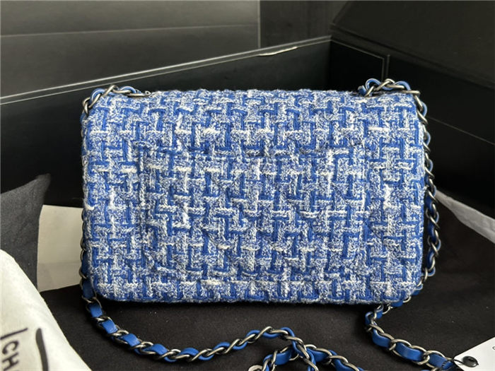 Chanel Mini Classic Flap Bag Tweed Blue High