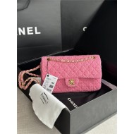 Chanel Medium Classic Flap Bag Tweed Rose-Pink High