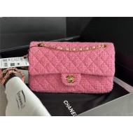 Chanel Medium Classic Flap Bag Tweed Rose-Pink High