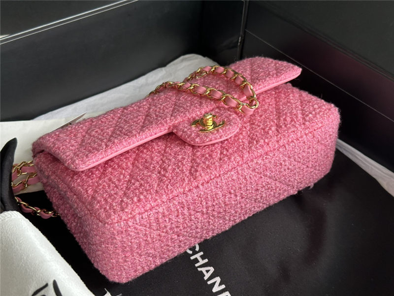 Chanel Medium Classic Flap Bag Tweed Rose-Pink High