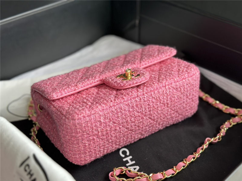 Chanel Mini Classic Flap Bag Tweed Rose-Pink High