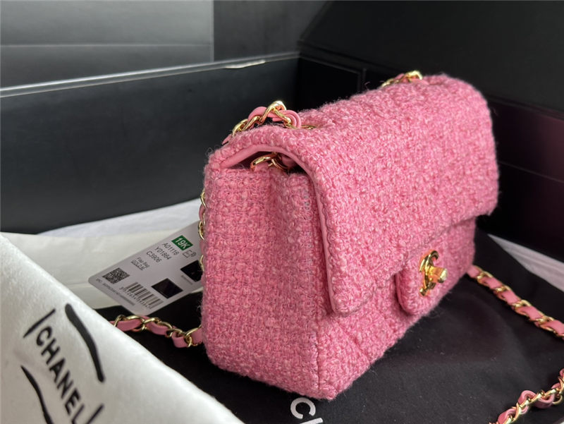 Chanel Mini Classic Flap Bag Tweed Rose-Pink High