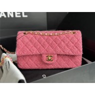 Chanel Medium Classic Flap Bag Tweed Rose-Red High