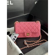 Chanel Mini Classic Flap Bag Tweed Rose-Red High