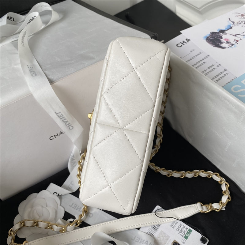 Chanel MINI FLAP BAG Lambskin,Plexi & Gold-Tone Metal AS3979 White A