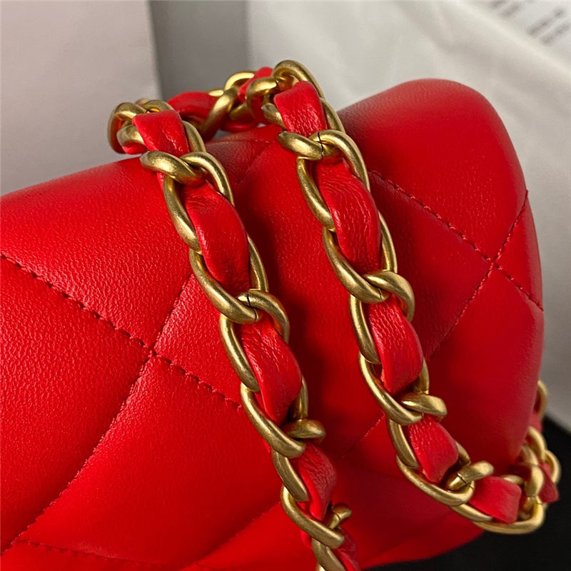 Chanel MINI FLAP BAG Lambskin,Plexi & Gold-Tone Metal AS3979 Red A