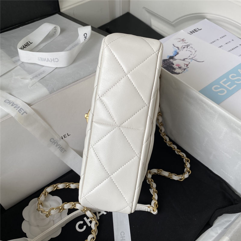 Chanel SMALL FLAP BAG Lambskin,Plexi & Gold-Tone Metal AS3986 White A