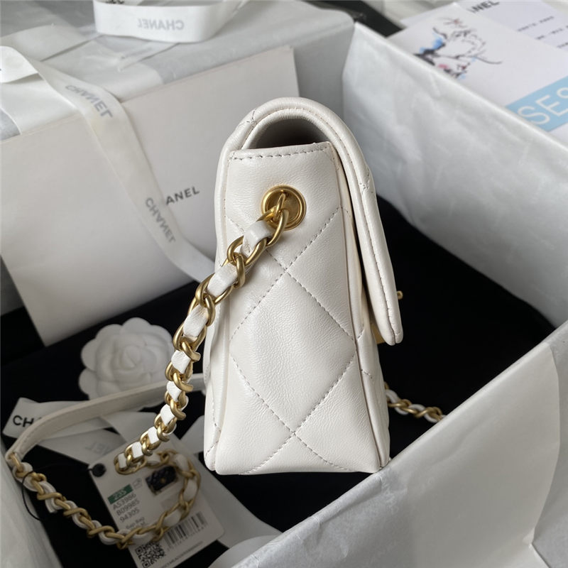 Chanel SMALL FLAP BAG Lambskin,Plexi & Gold-Tone Metal AS3986 White A