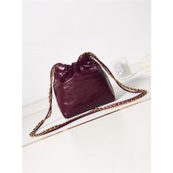 Chanel 22 MINI HANDBAG Shiny Calfskin Burgundy & Gold-Tone Metal AS3980 High