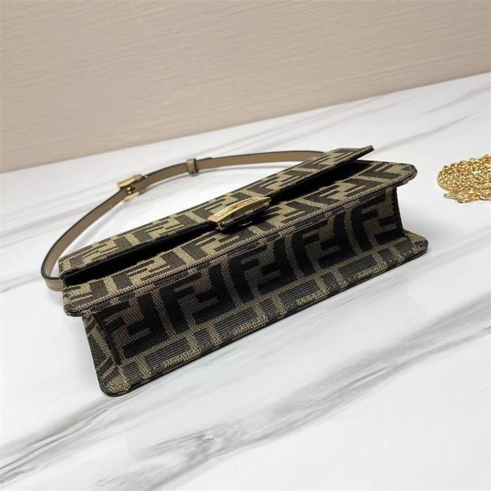 Fendi Wallet On Chain Baguette FF Fabric Brown High