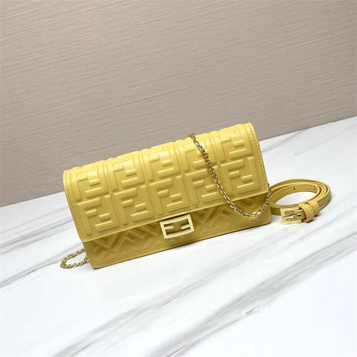 Fendi Wallet On Chain Baguette Nappa Leather Yellow High