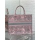 LARGE Dior BOOK TOTE Toile de Jouy Embroidery Pink&Grey High